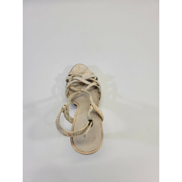 HHP Women's Size 9 Aldo Canvas & Croc Emb Leather Strappy High Heels Pumps Shoes - Picture 7 of 8